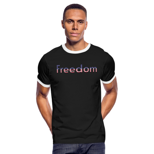 Freedom Patriotic Word Art Men's Ringer T-Shirt - black/white