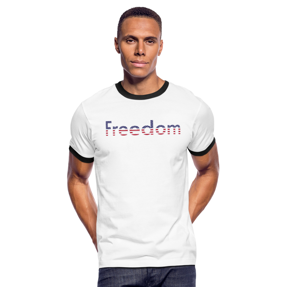 Freedom Patriotic Word Art Men's Ringer T-Shirt - white/black