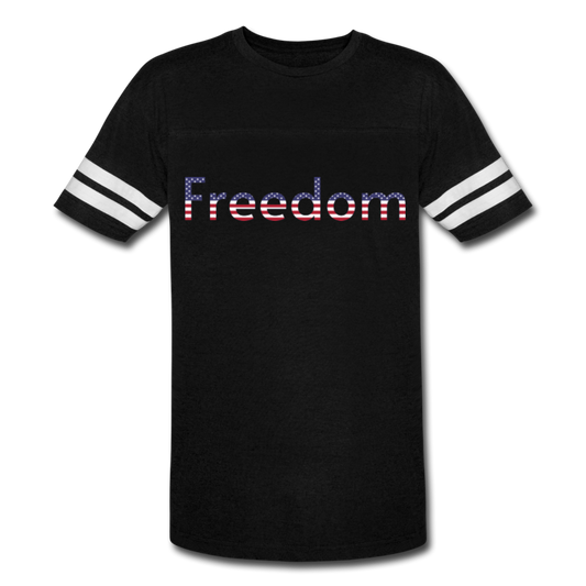 Freedom Patriotic Word Art Vintage Sport T-Shirt - black/white