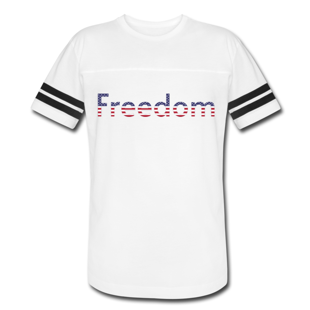 Freedom Patriotic Word Art Vintage Sport T-Shirt - white/black