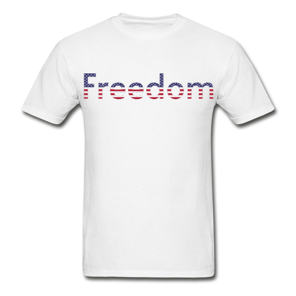 Freedom Patriotic Word Art Hanes Adult Tagless T-Shirt - white