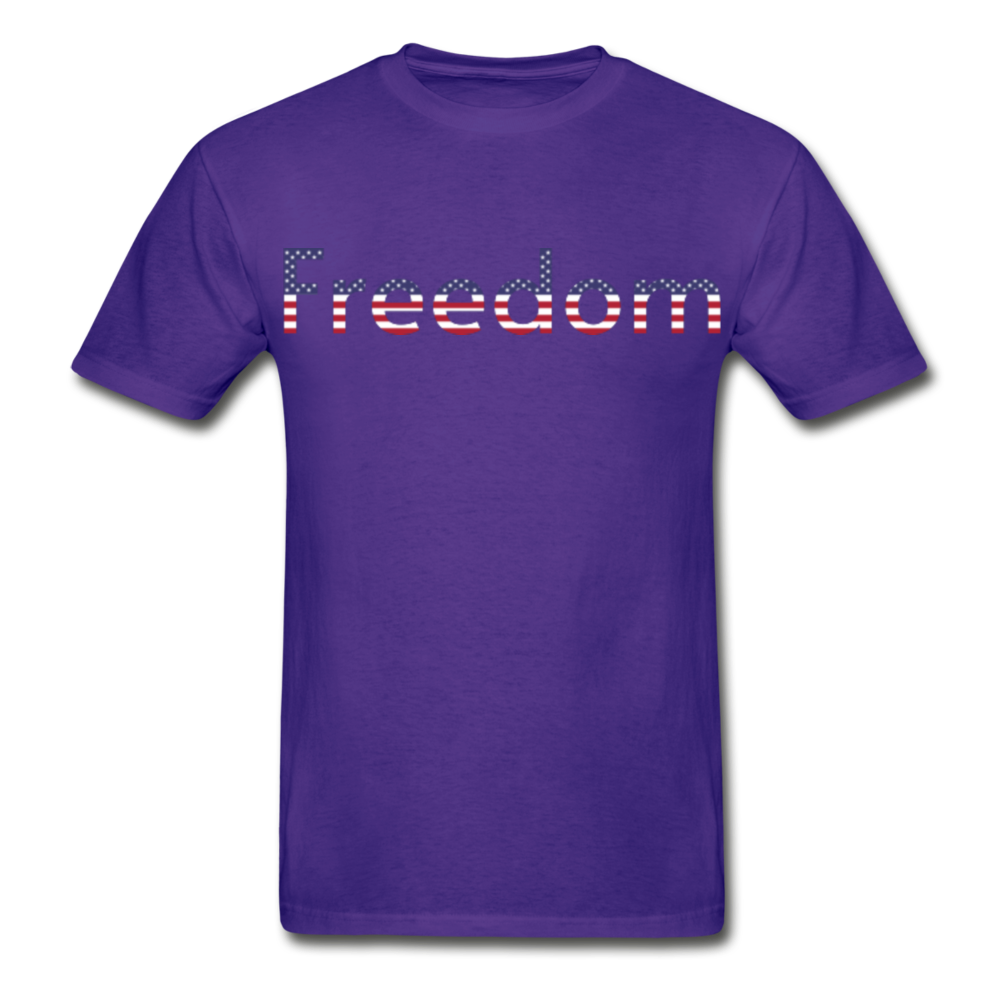 Freedom Patriotic Word Art Hanes Adult Tagless T-Shirt - purple