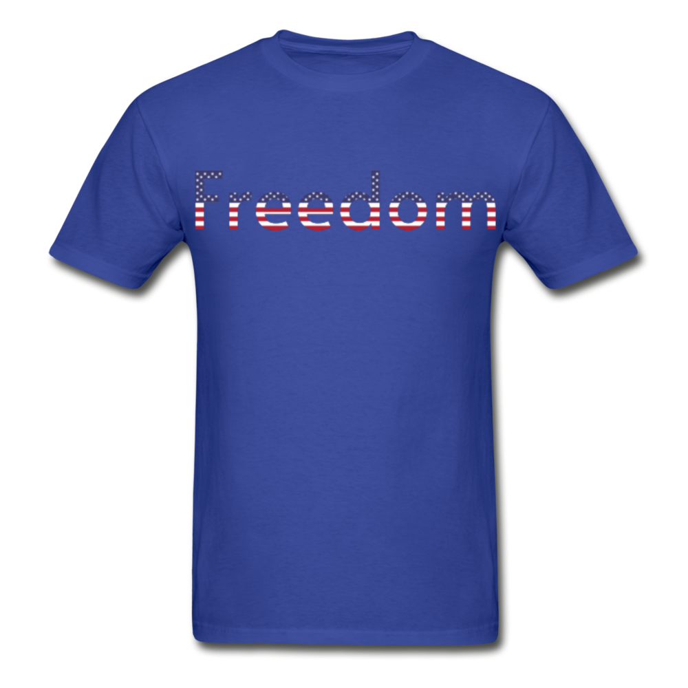 Freedom Patriotic Word Art Hanes Adult Tagless T-Shirt - royal blue