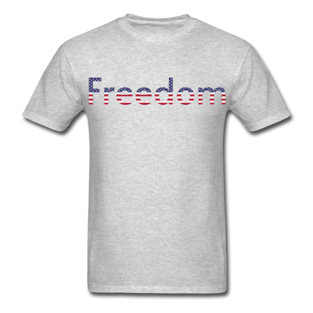 Freedom Patriotic Word Art Hanes Adult Tagless T-Shirt - heather gray