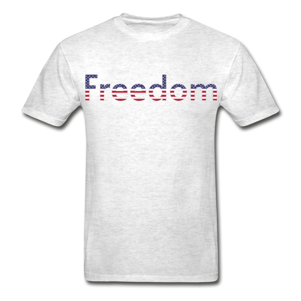 Freedom Patriotic Word Art Hanes Adult Tagless T-Shirt - light heather gray