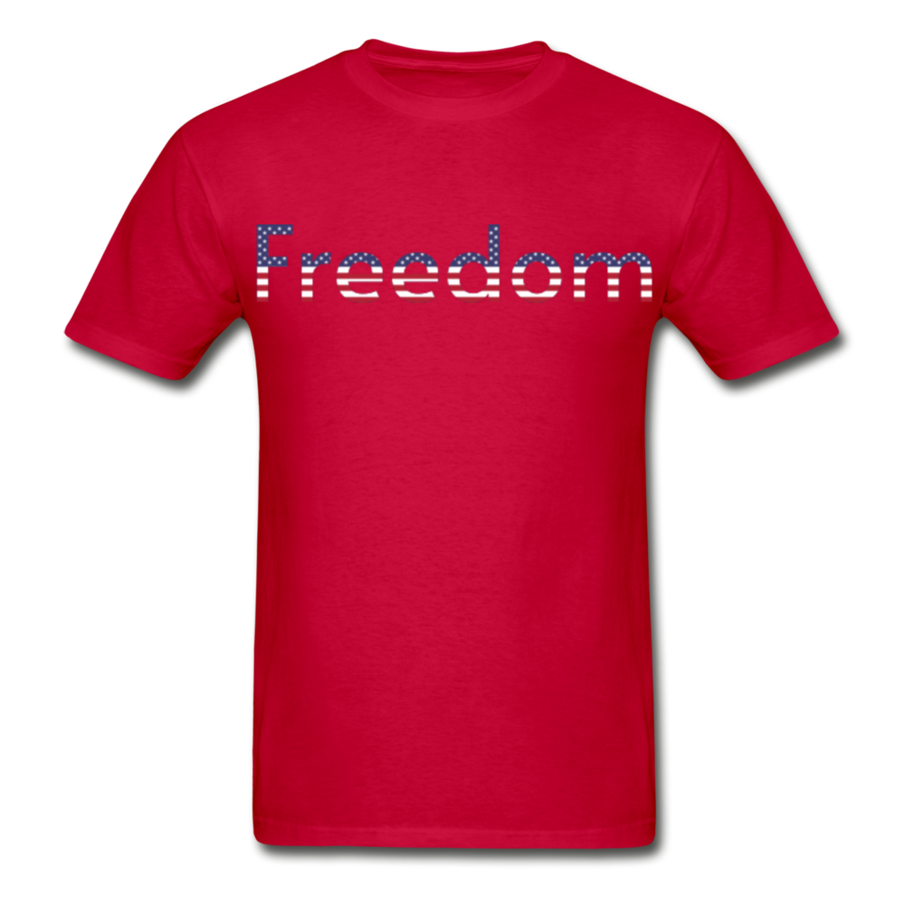 Freedom Patriotic Word Art Hanes Adult Tagless T-Shirt - red