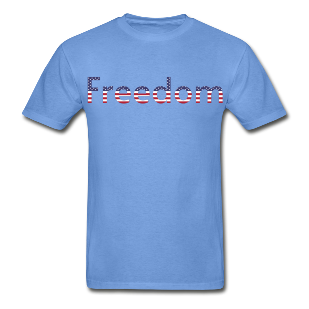 Freedom Patriotic Word Art Hanes Adult Tagless T-Shirt - carolina blue
