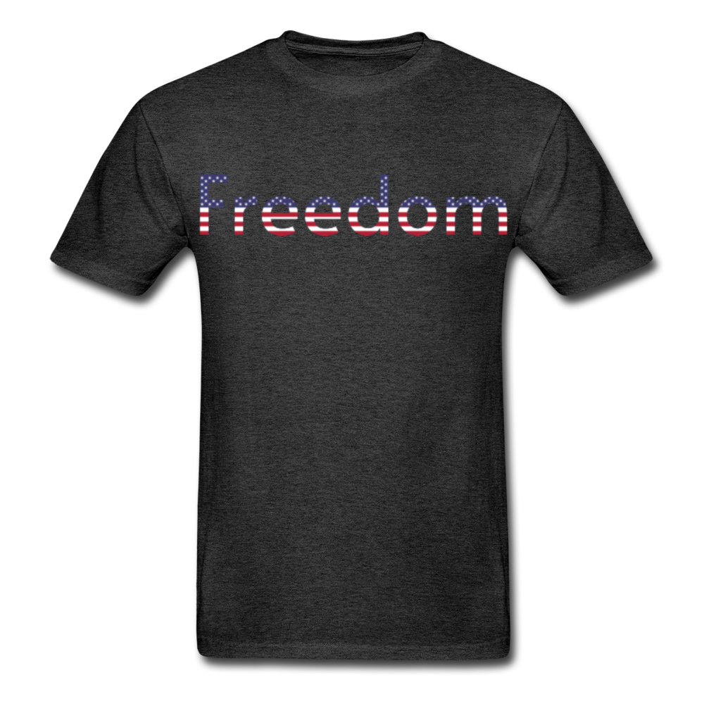 Freedom Patriotic Word Art Hanes Adult Tagless T-Shirt - charcoal gray