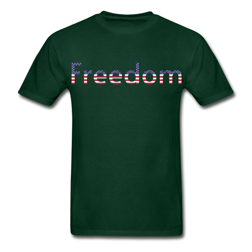 Freedom Patriotic Word Art Hanes Adult Tagless T-Shirt - forest green