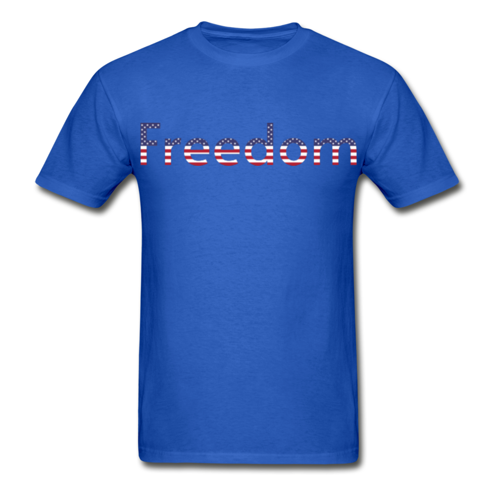Freedom Patriotic Word Art Gildan Ultra Cotton Adult T-Shirt - royal blue