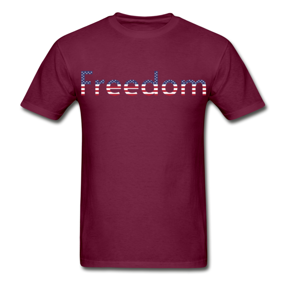 Freedom Patriotic Word Art Gildan Ultra Cotton Adult T-Shirt - burgundy