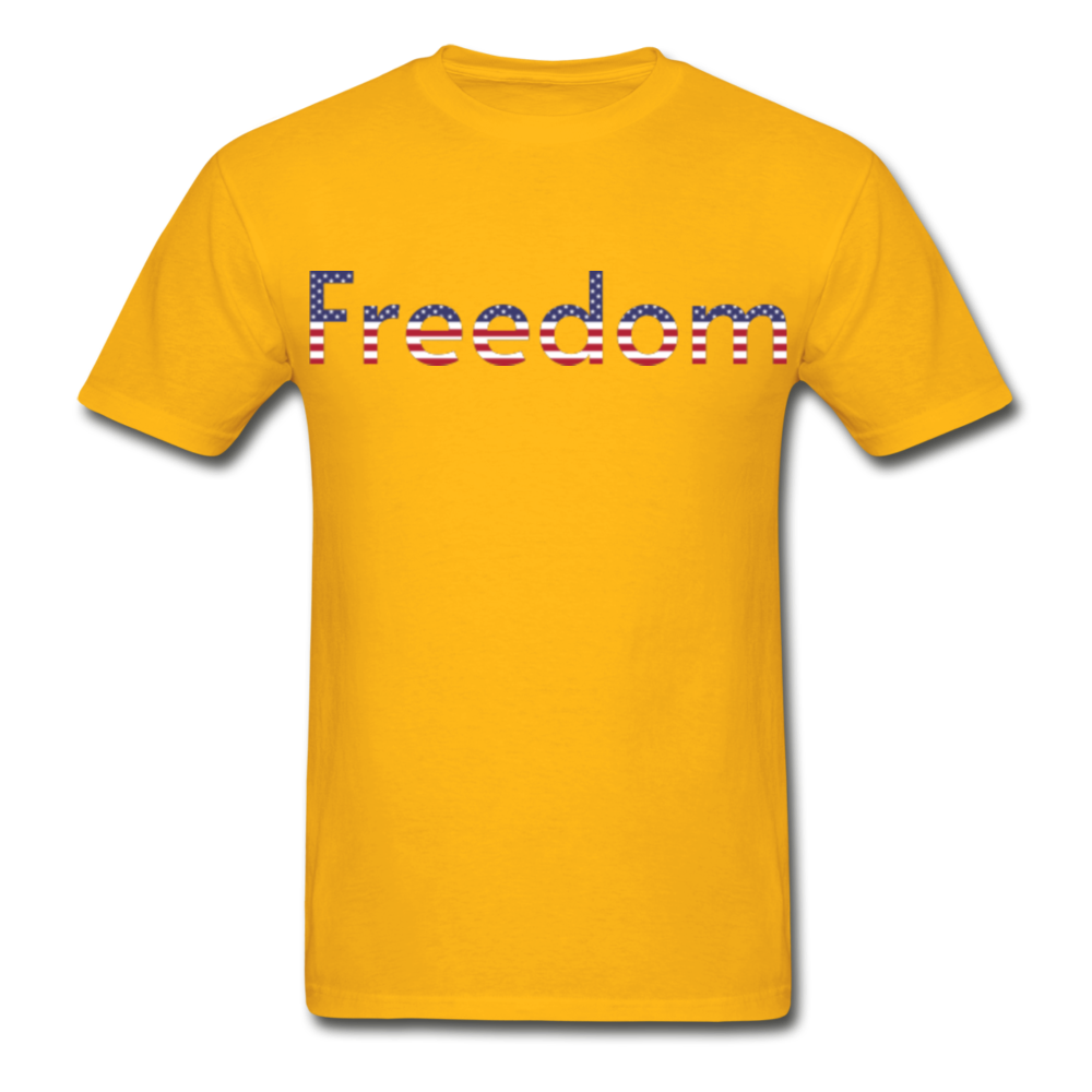 Freedom Patriotic Word Art Gildan Ultra Cotton Adult T-Shirt - gold