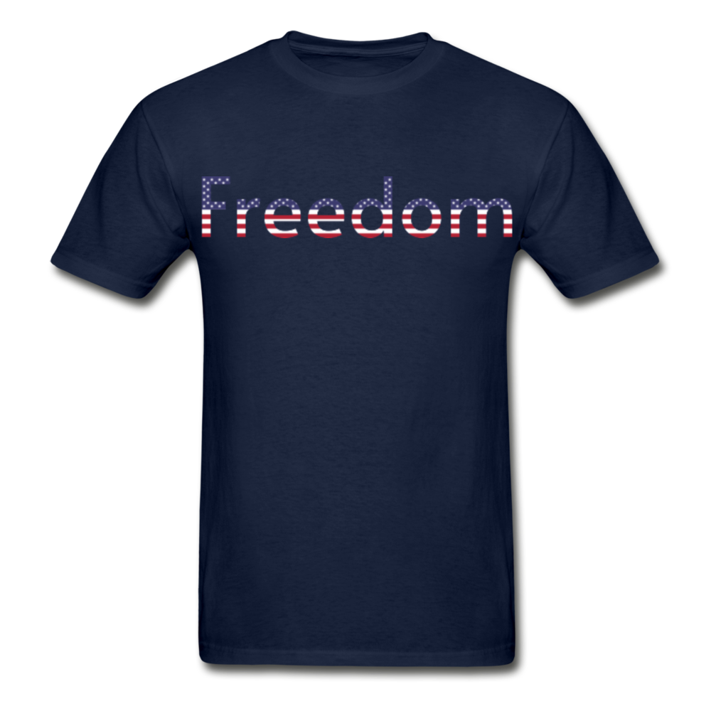 Freedom Patriotic Word Art Gildan Ultra Cotton Adult T-Shirt - navy