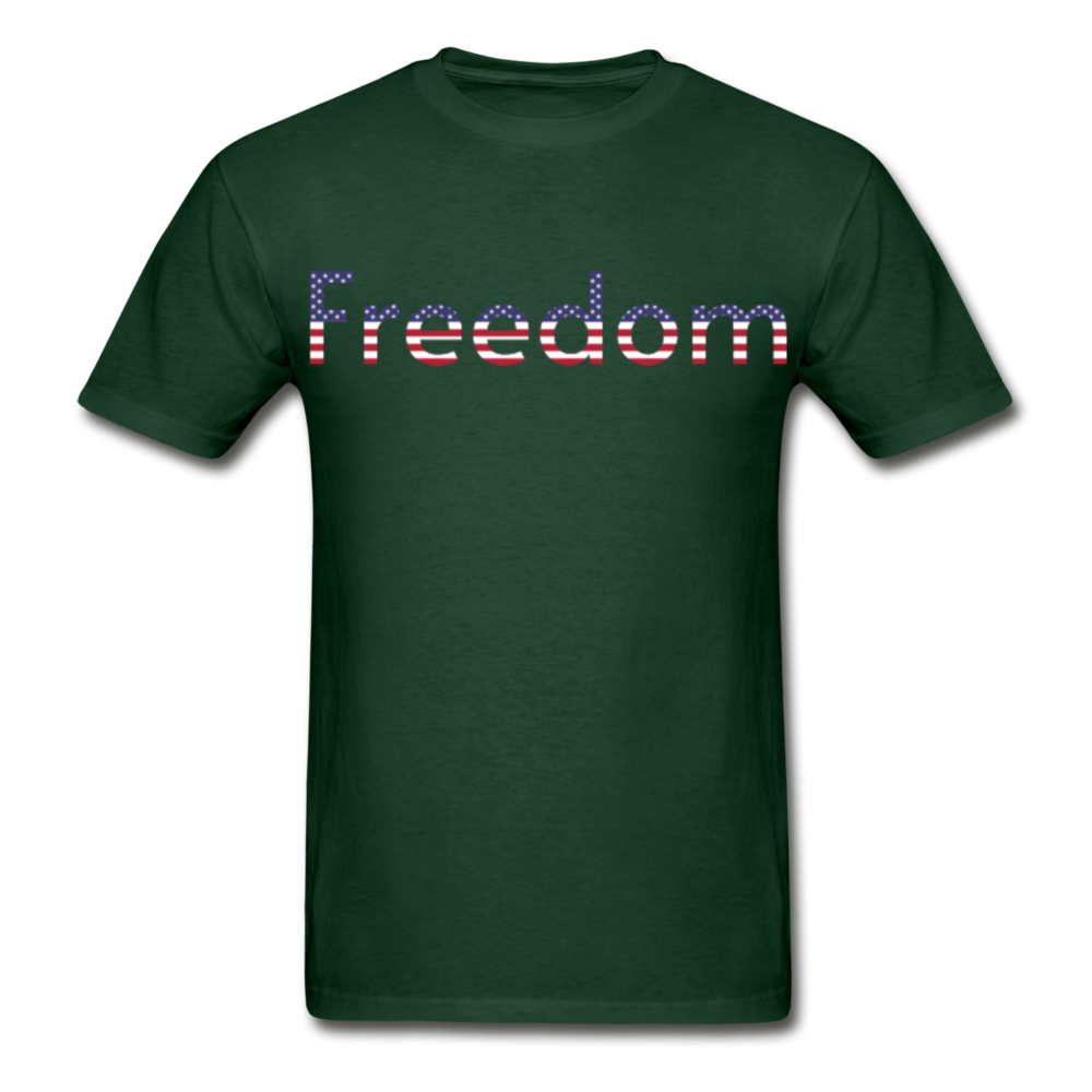 Freedom Patriotic Word Art Gildan Ultra Cotton Adult T-Shirt - forest green