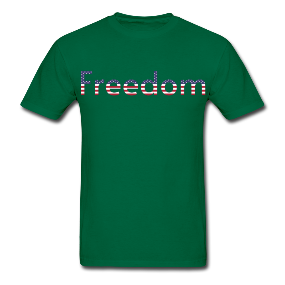 Freedom Patriotic Word Art Gildan Ultra Cotton Adult T-Shirt - bottlegreen