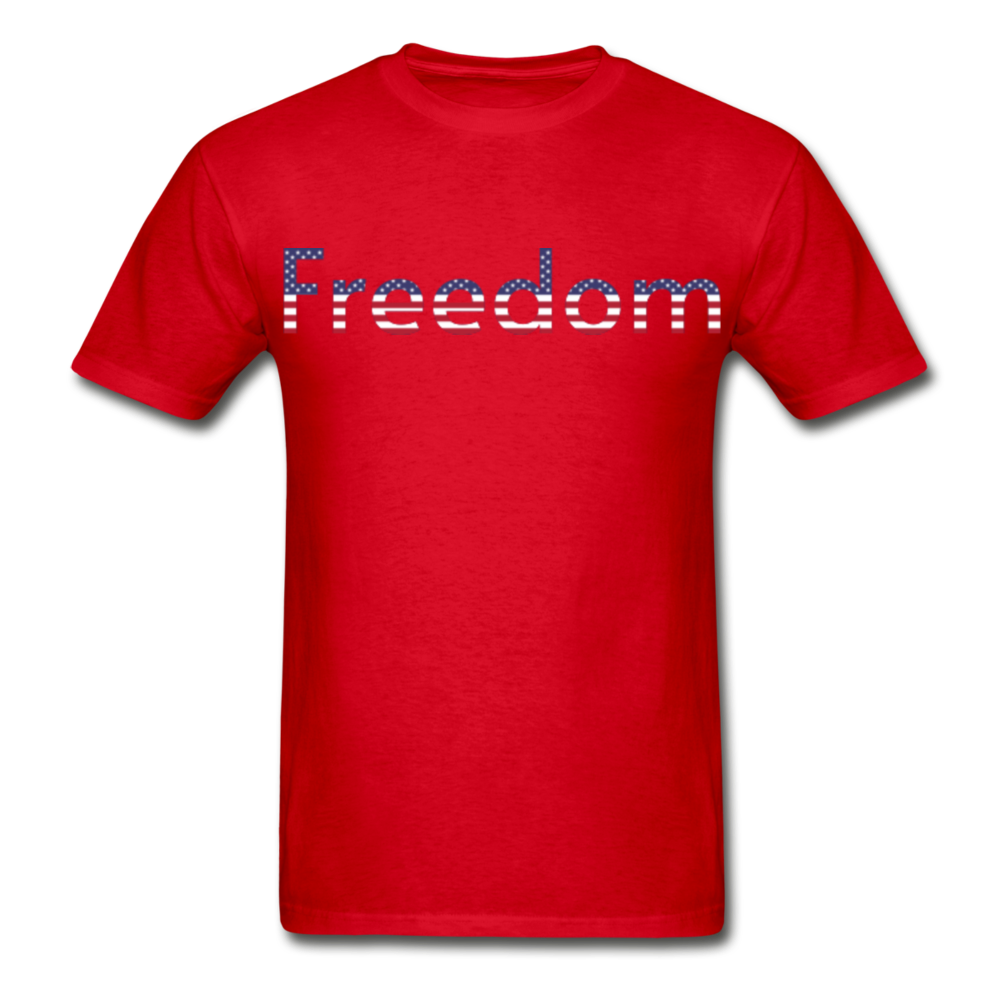 Freedom Patriotic Word Art Gildan Ultra Cotton Adult T-Shirt - red