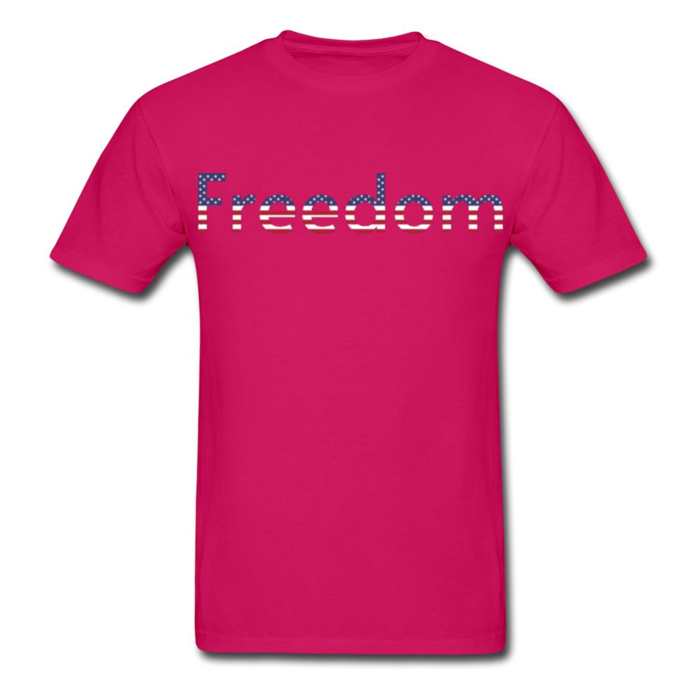 Freedom Patriotic Word Art Gildan Ultra Cotton Adult T-Shirt - fuchsia