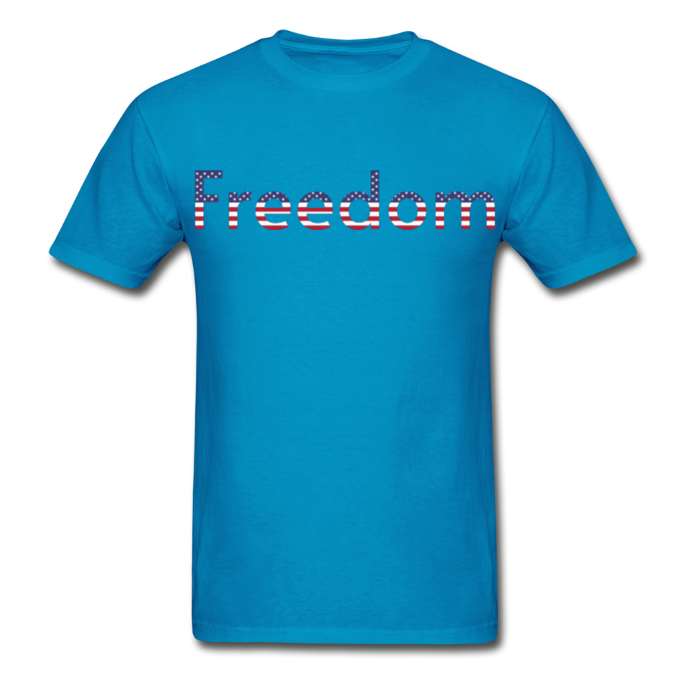 Freedom Patriotic Word Art Gildan Ultra Cotton Adult T-Shirt - turquoise
