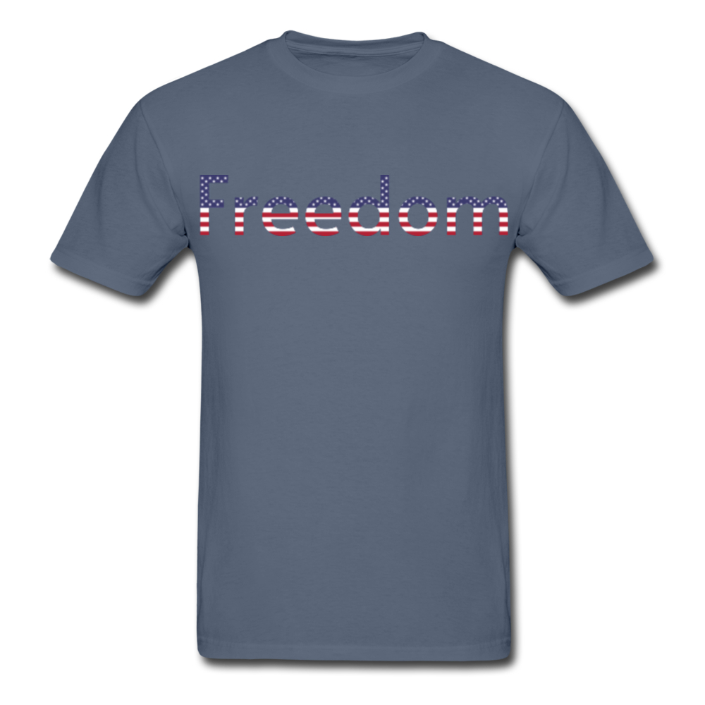 Freedom Patriotic Word Art Gildan Ultra Cotton Adult T-Shirt - denim