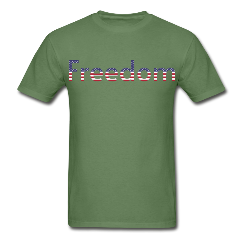 Freedom Patriotic Word Art Gildan Ultra Cotton Adult T-Shirt - military green