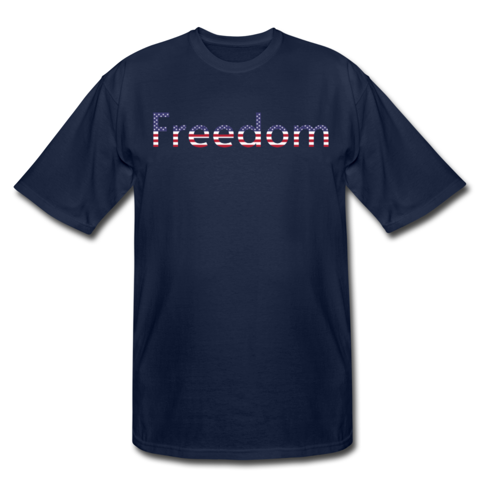 Freedom Patriotic Word Art Men's Tall T-Shirt - navy