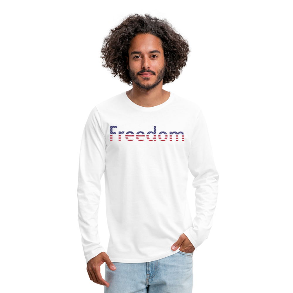 Freedom Patriotic Word Art Men's Premium Long Sleeve T-Shirt - white