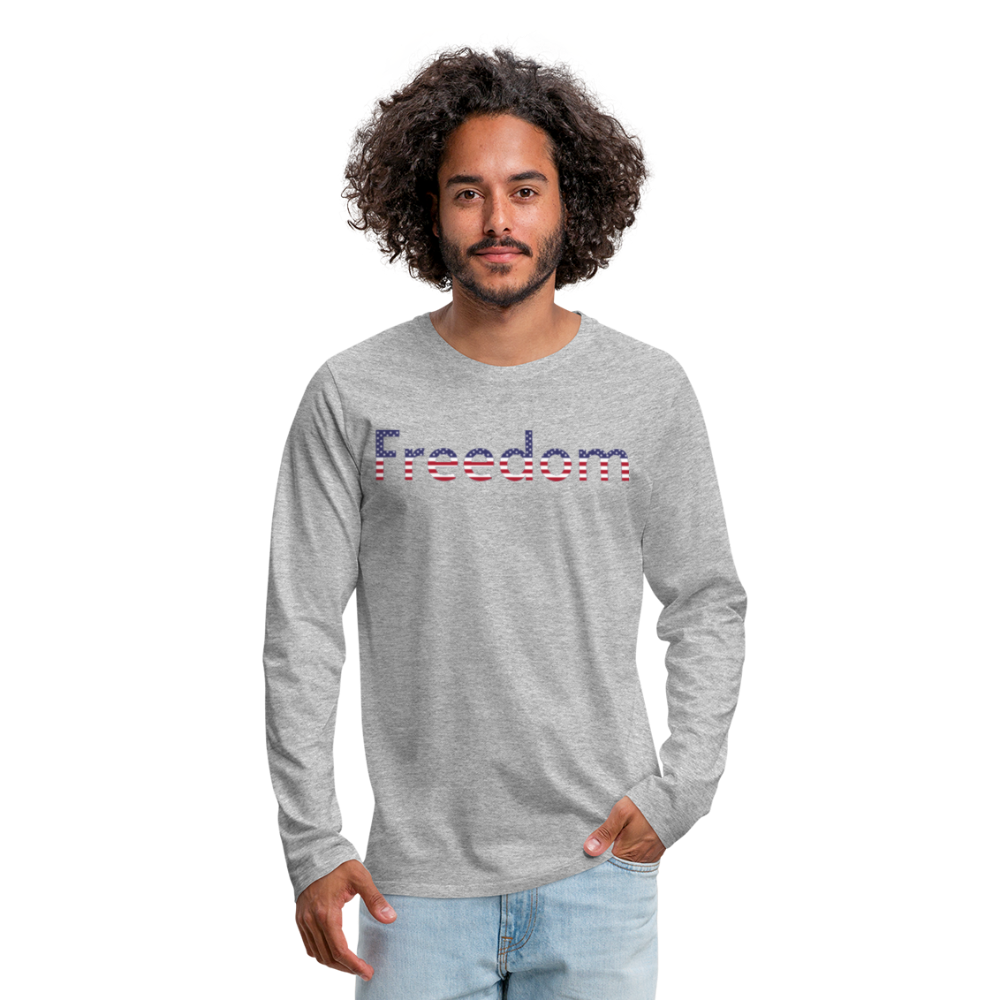 Freedom Patriotic Word Art Men's Premium Long Sleeve T-Shirt - heather gray