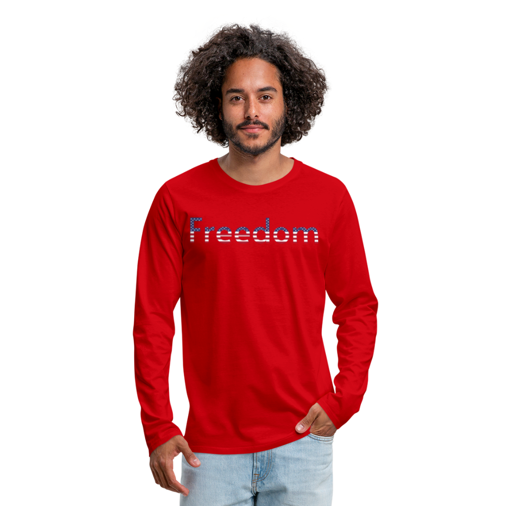 Freedom Patriotic Word Art Men's Premium Long Sleeve T-Shirt - red