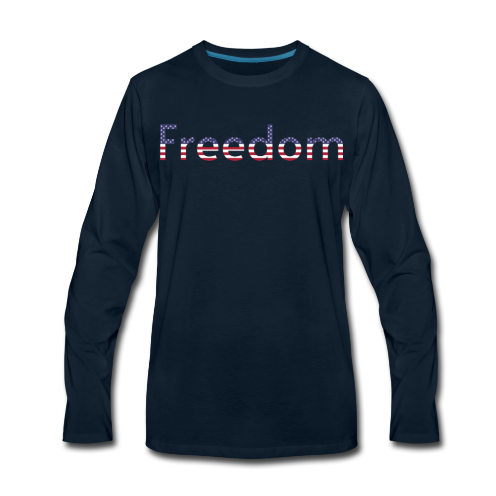Freedom Patriotic Word Art Men's Premium Long Sleeve T-Shirt - deep navy
