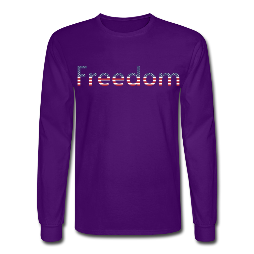 Freedom Patriotic Word Art Men's Long Sleeve T-Shirt - purple