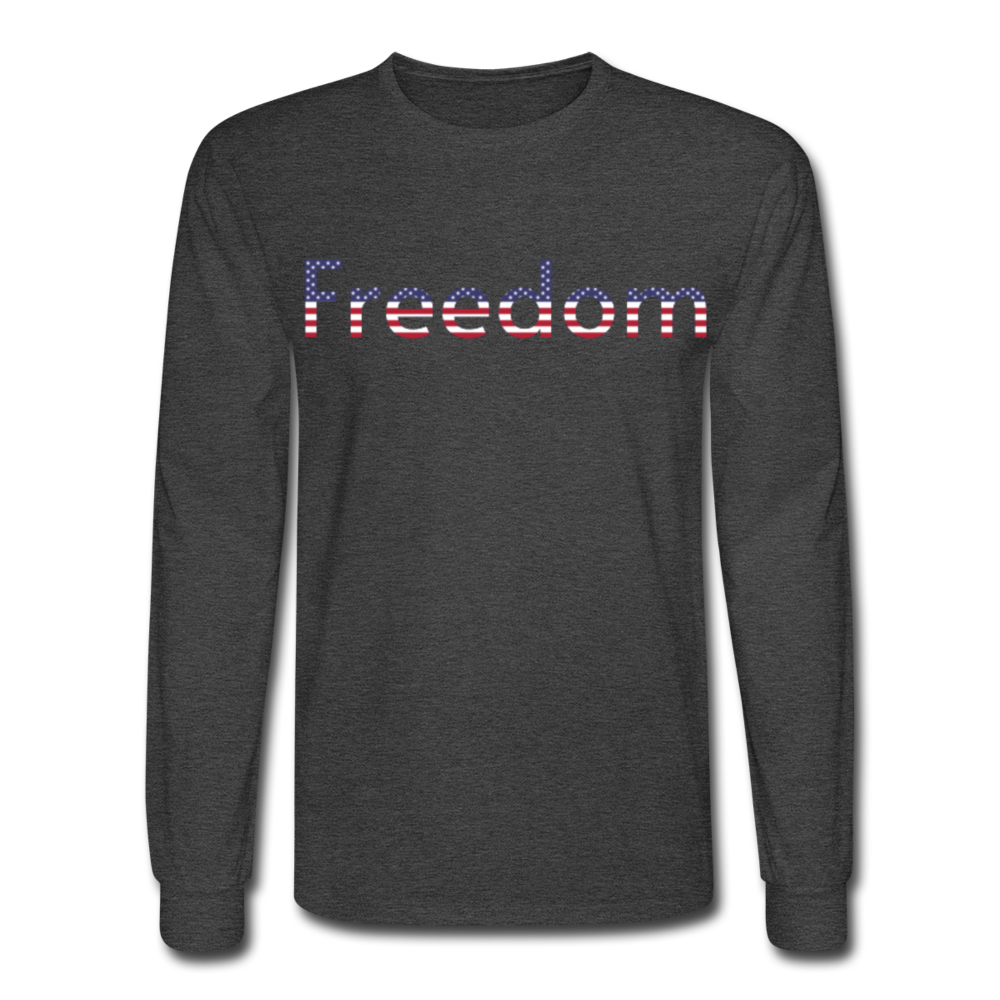 Freedom Patriotic Word Art Men's Long Sleeve T-Shirt - heather black