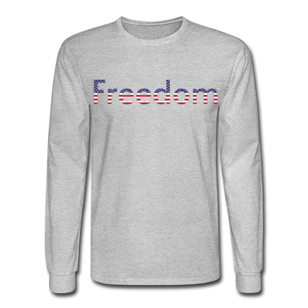 Freedom Patriotic Word Art Men's Long Sleeve T-Shirt - heather gray
