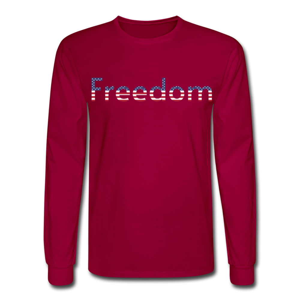 Freedom Patriotic Word Art Men's Long Sleeve T-Shirt - dark red