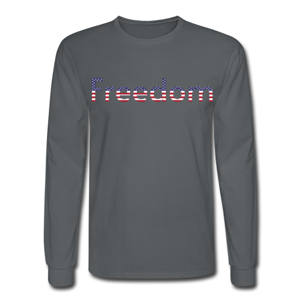 Freedom Patriotic Word Art Men's Long Sleeve T-Shirt - charcoal