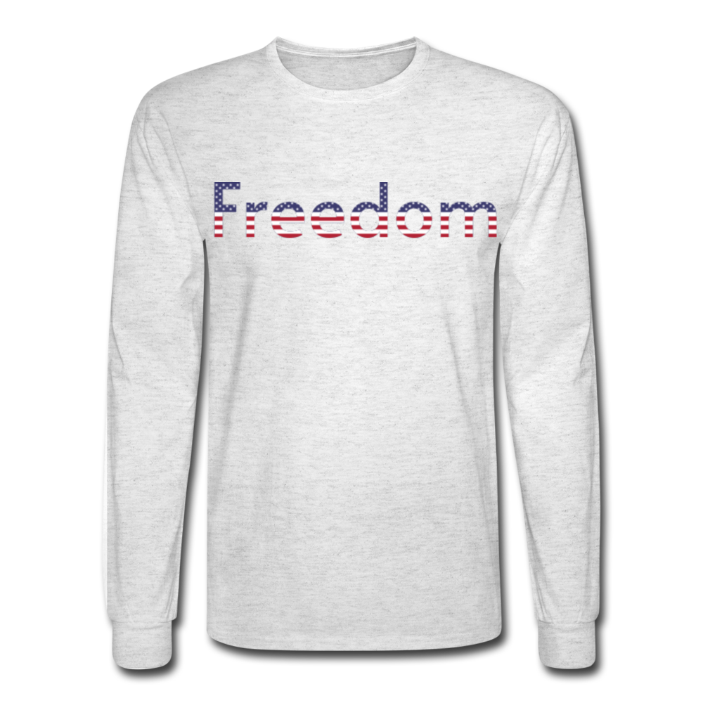 Freedom Patriotic Word Art Men's Long Sleeve T-Shirt - light heather gray