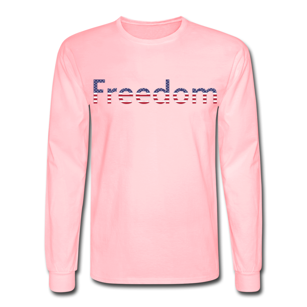 Freedom Patriotic Word Art Men's Long Sleeve T-Shirt - pink