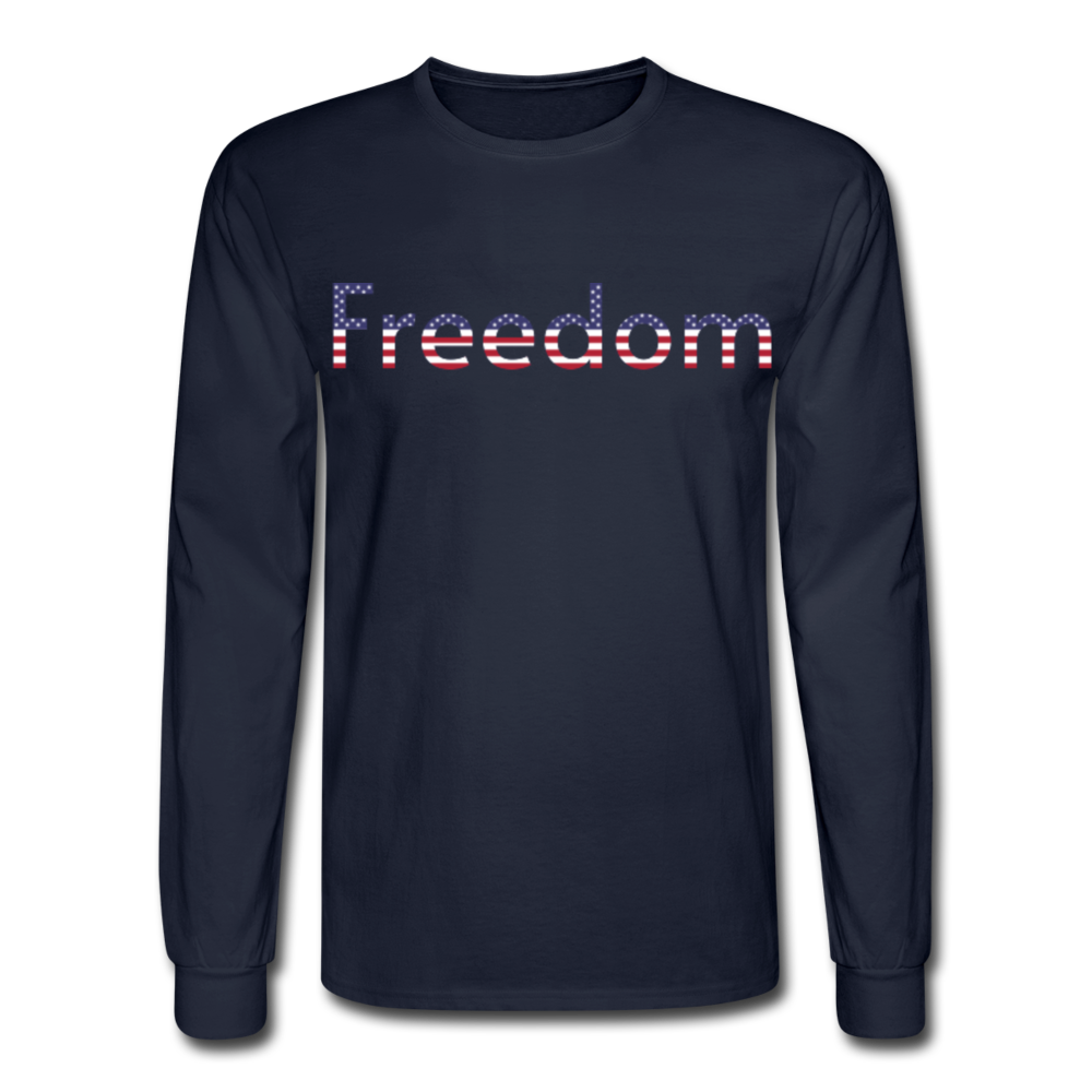 Freedom Patriotic Word Art Men's Long Sleeve T-Shirt - navy