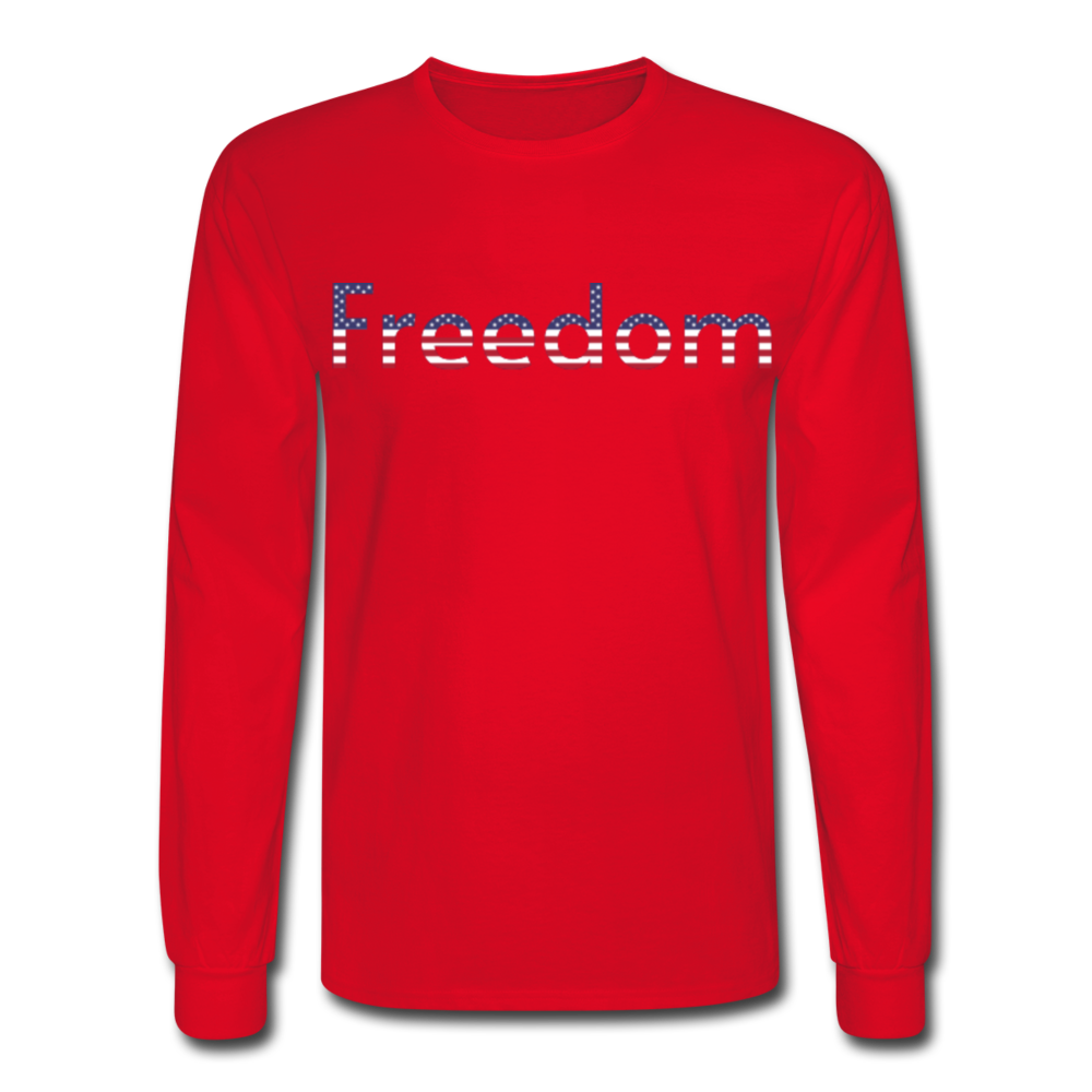 Freedom Patriotic Word Art Men's Long Sleeve T-Shirt - red