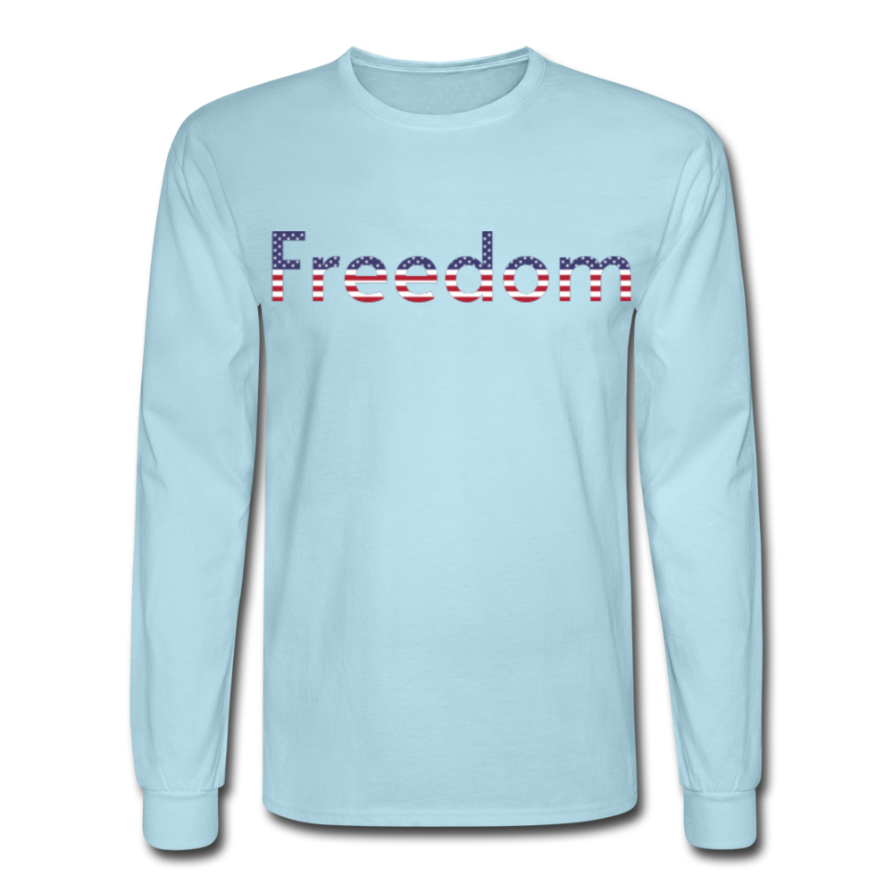 Freedom Patriotic Word Art Men's Long Sleeve T-Shirt - powder blue