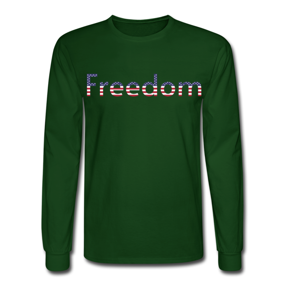Freedom Patriotic Word Art Men's Long Sleeve T-Shirt - forest green