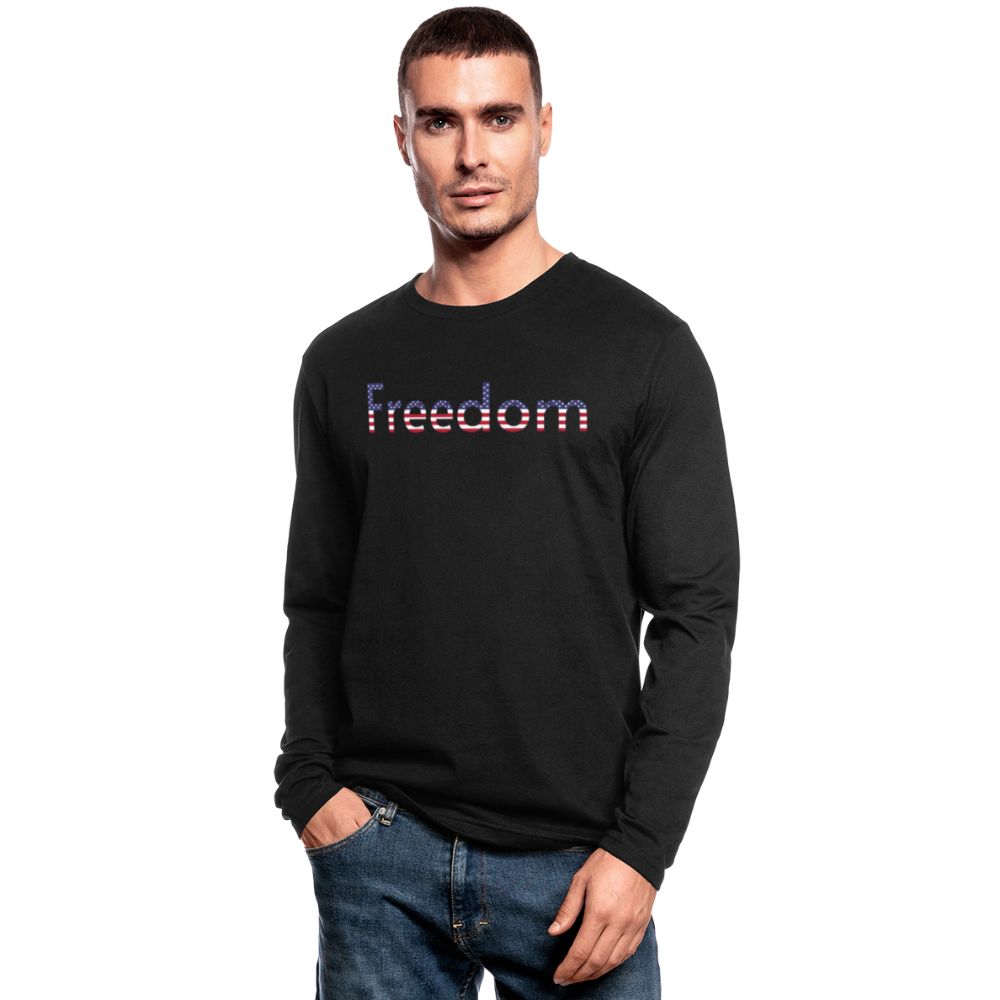 Freedom Patriotic Word Art Men's Long Sleeve T-Shirt by Next Level - black