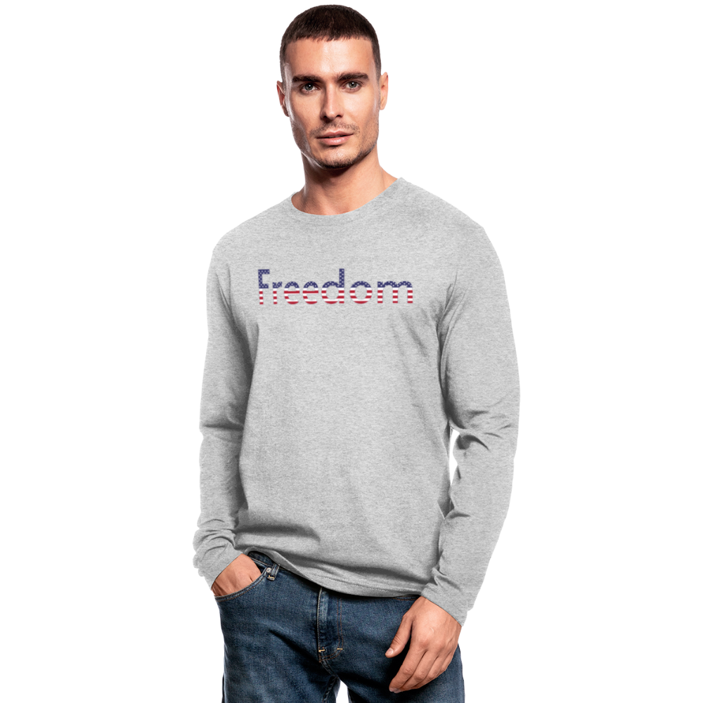 Freedom Patriotic Word Art Men's Long Sleeve T-Shirt by Next Level - heather gray