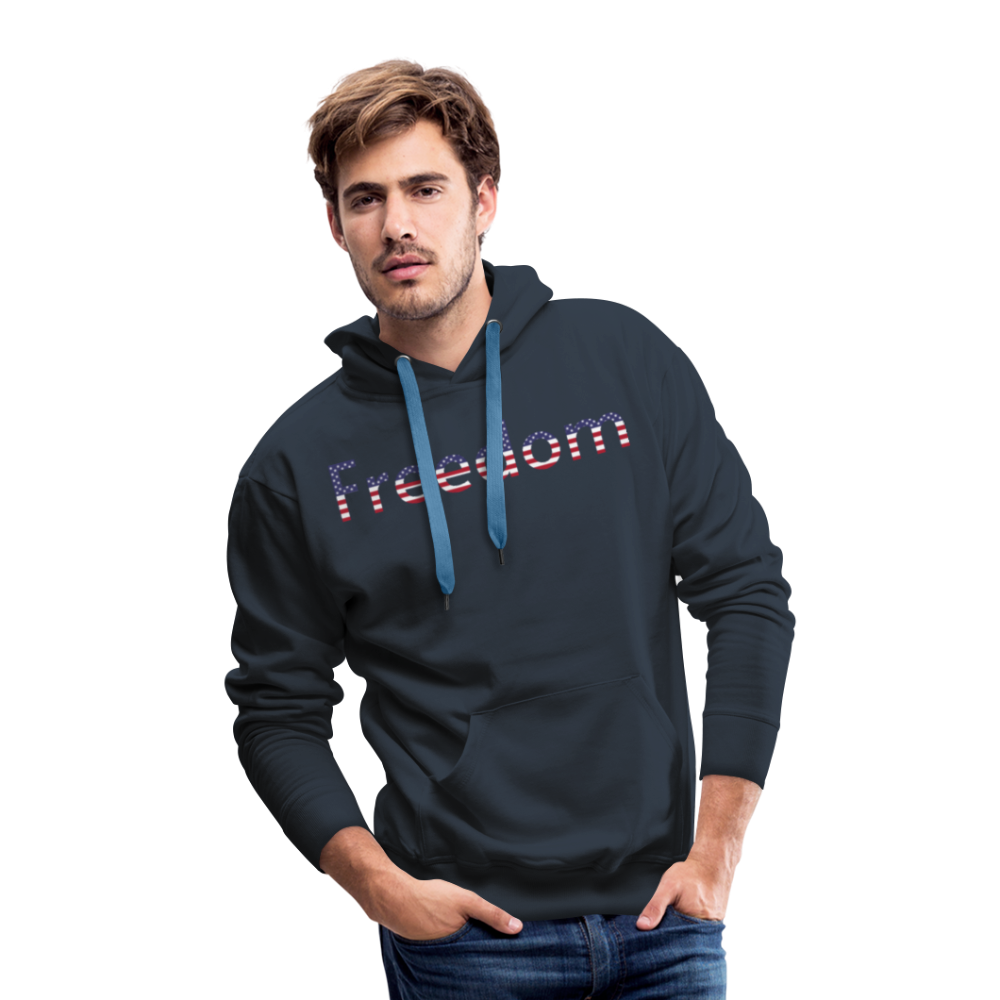 Freedom Patriotic Word Art Men’s Premium Hoodie - navy