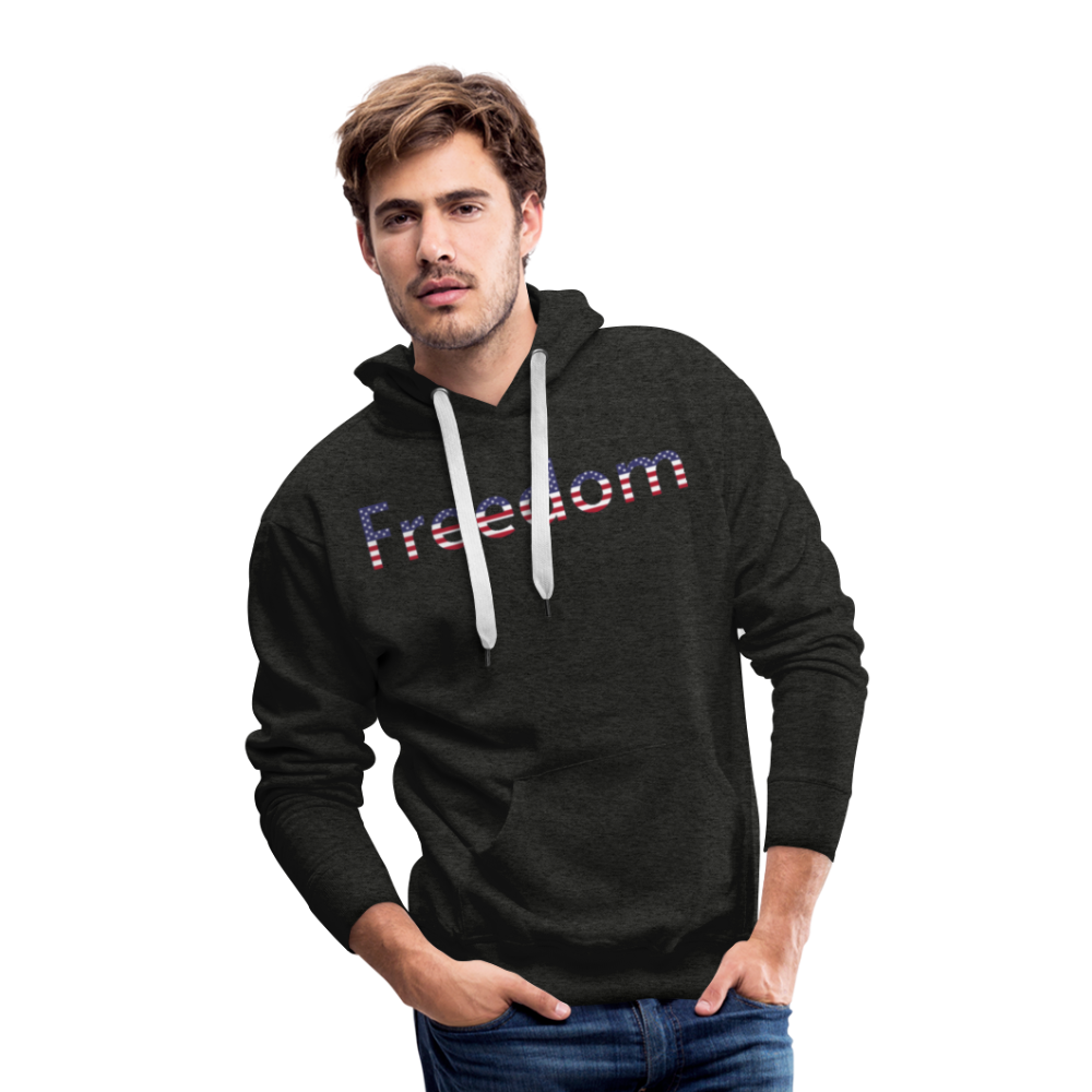 Freedom Patriotic Word Art Men’s Premium Hoodie - charcoal gray