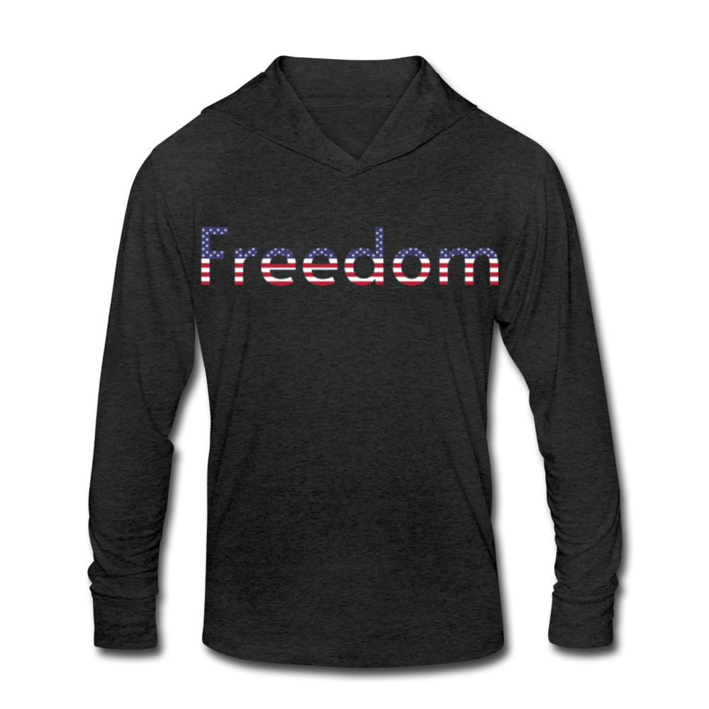 Freedom Patriotic Word Art Unisex Tri-Blend Hoodie Shirt - heather black