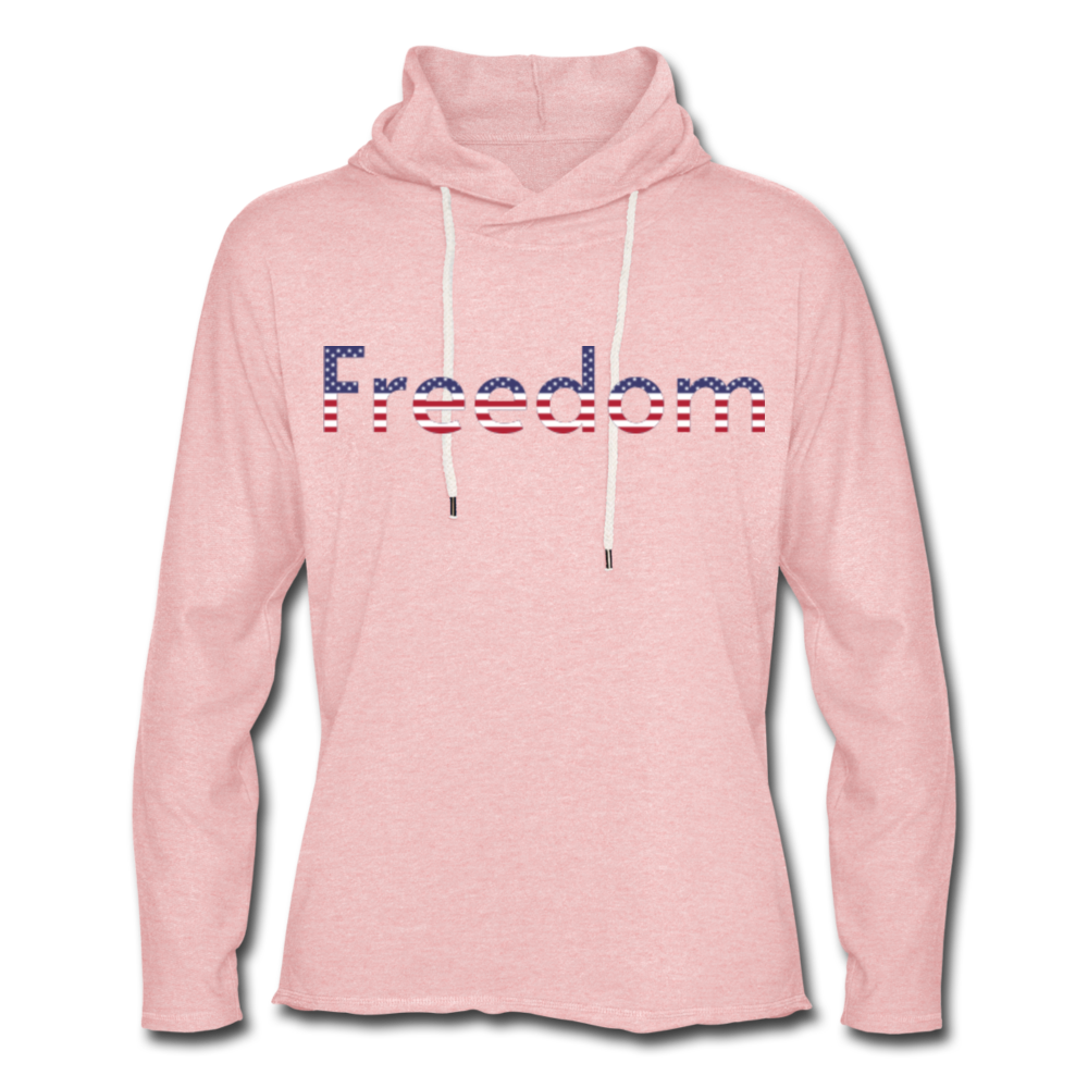 Freedom Patriotic Word Art Unisex Lightweight Terry Hoodie - cream heather pink