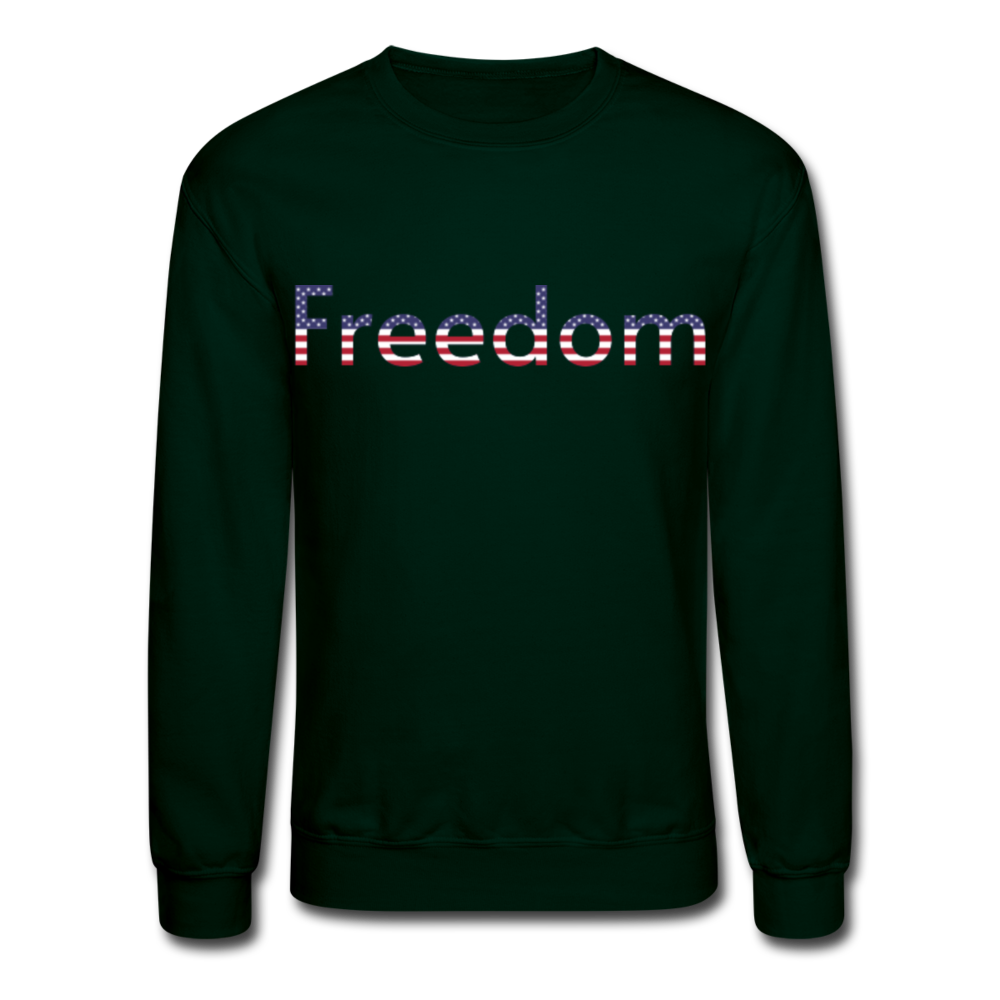 Freedom Patriotic Word Art Crewneck Sweatshirt - forest green