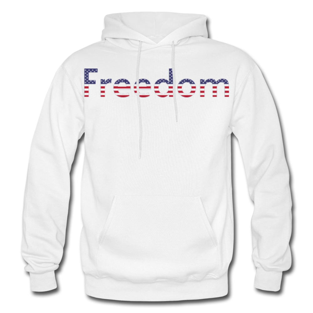 Freedom Patriotic Word Art Gildan Heavy Blend Adult Hoodie - white