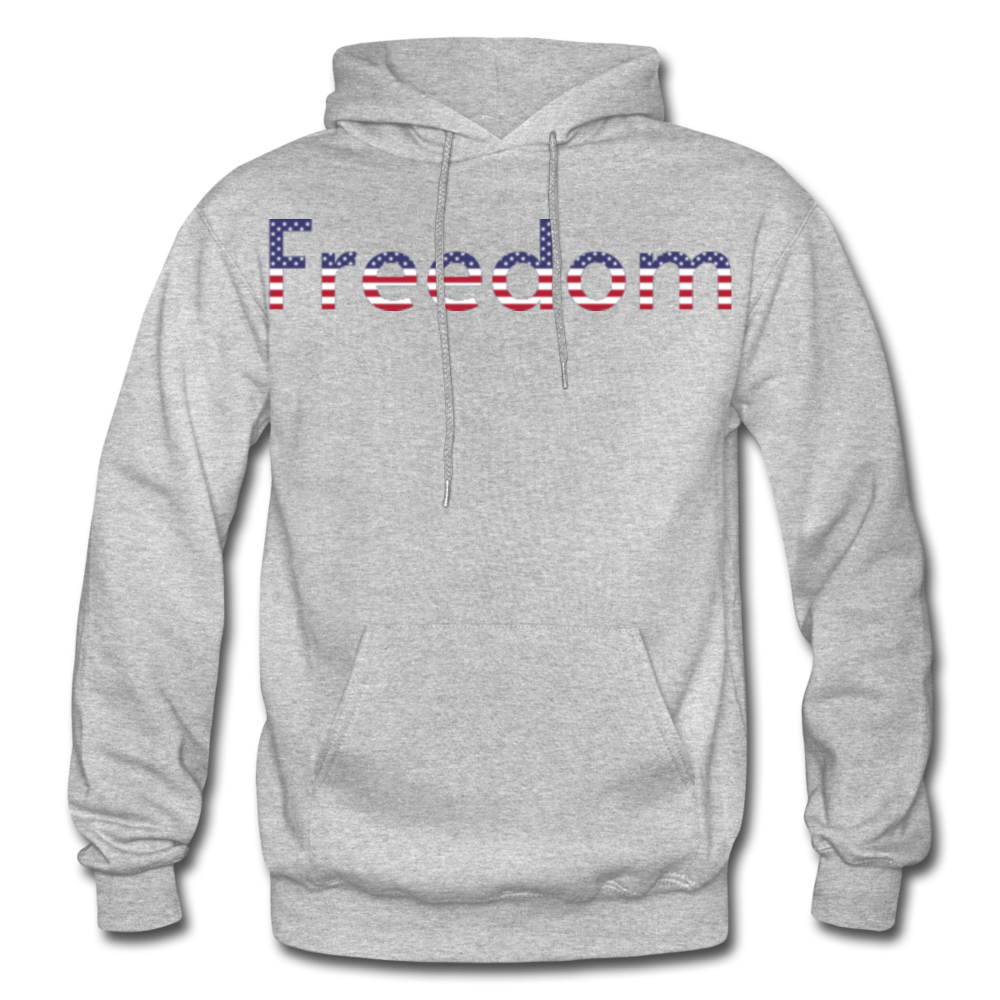 Freedom Patriotic Word Art Gildan Heavy Blend Adult Hoodie - heather gray