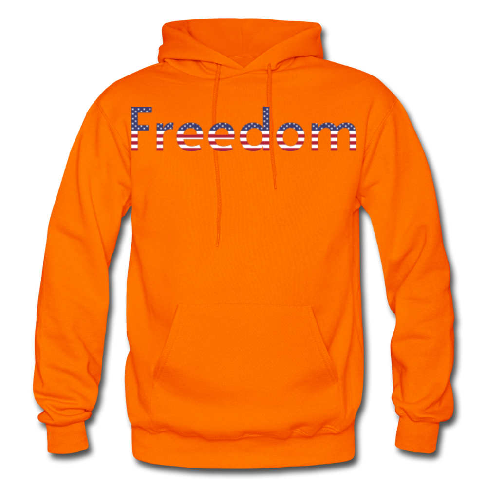 Freedom Patriotic Word Art Gildan Heavy Blend Adult Hoodie - orange